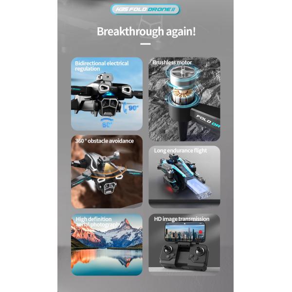 Профессиональный 4K HD ESC с двойной камерой Мини-Дрон H35 Бесбросовый оптический поток WIFI Квадрокоптер Удаленное управление препятствий