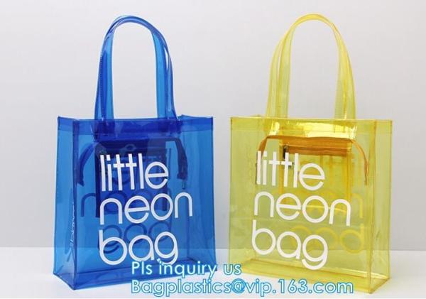 PVC soft pouch bag with round, packaging bag with embroidery recyclable quilt packaging bag, Handle Bag, PVC Shopping Ba