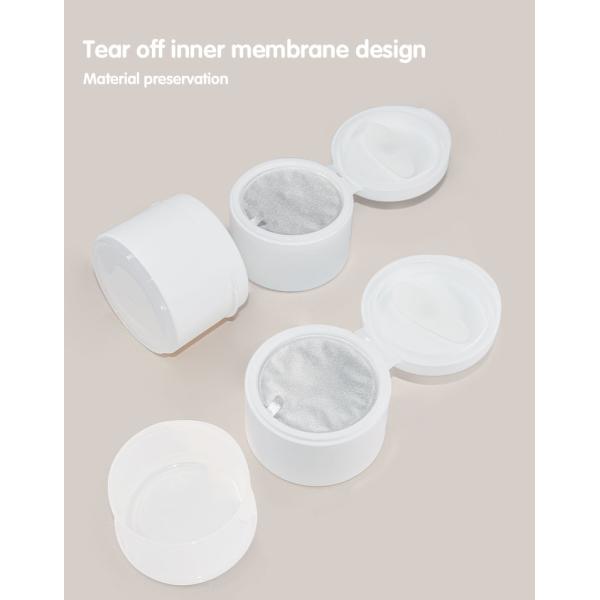 Баночка для крема с откидной крышкой из полипропилена 100 г с магнитной ложкой использует прокладку из алюминиевой фольги для термической герметизации