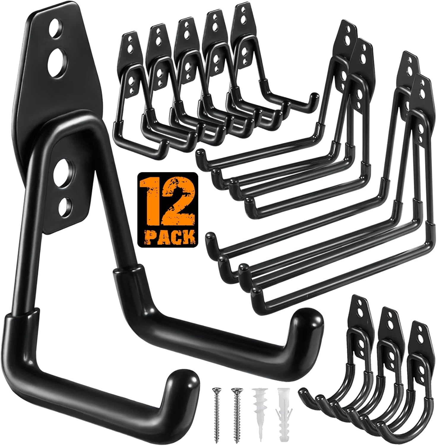 Garage Hooks Heavy Duty, Wall Mount Ladder Hooks | Storage Organizer With a non-slip coating for Hanging Bicycles Garden Tools Ladders Hoses Ropes and Loose Items