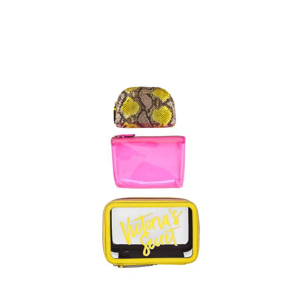 Travel Cosmetic Bag PVC Make-up Pouch Handle Straps for Women Men, Carry On Airport Airline Compliant Quart Bags