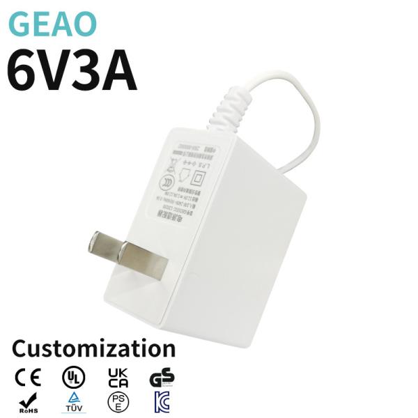 Industrial 6V 3A Wall Mount Power Adapters 18W 100VAC - 240VAC