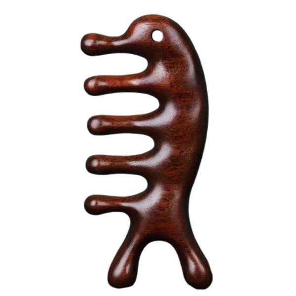 Customized Logo Availabled Brown Wide Tooth Head Scalp Massage Comb Manufacture Natural Wooden Sandalwood Gus Sha Comb
