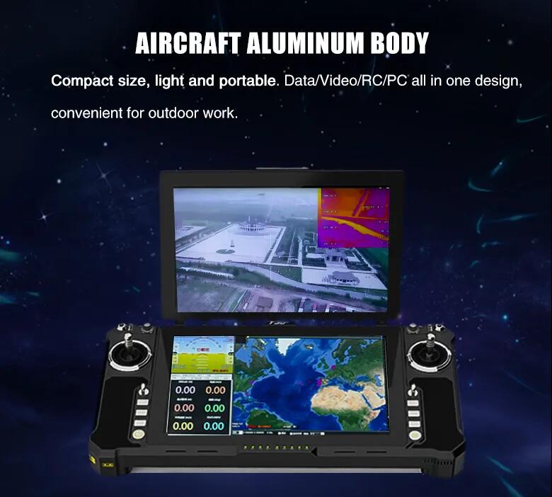 T30S Rugged Handheld Drone Ground Control Station System Dual Screen Remote Controller GCS Search Rescue Wildlife Monitoring UAV