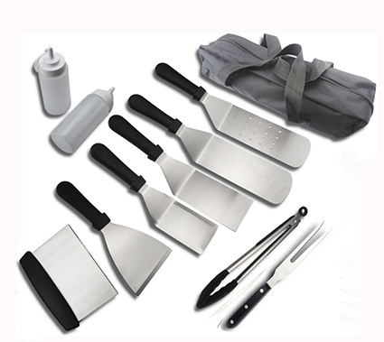 Professional Griddle Accessories Cooking Kit 11PCS In Rollbag set for BBQ Kitchen Outdoor  tool