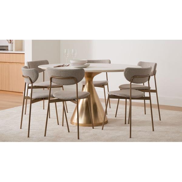 Marble Top Steel Gold Pedestal Tables For Coffee Living Room