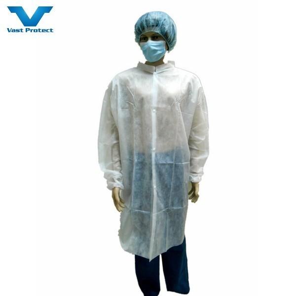 Polypropylene Nonwoven SBPP Disposable Lab Coats for Industrial Protective Clothing