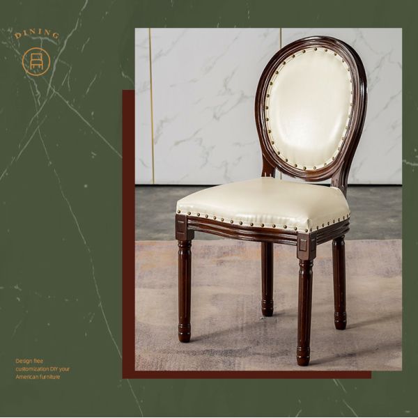 New Arrival European Vintage Dining Chair Upholstered Solid Wood Chair for Cafe Restaurant Hotel Factory Wholesale Supply