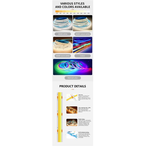 Дистанционное управление COB LED Flex Strip Light с рейтингом IP66 и цветовой температурой 4000K