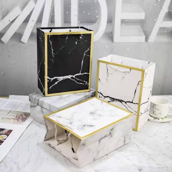 Lipack Marble Boutique Carrier Paper Bags With Rope Handle