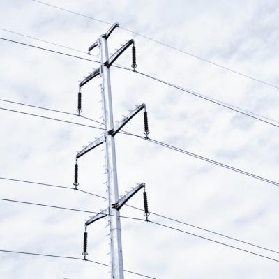 Hongxin Overhead Line Galvanized Suspension Steel Pole Q460 Transmission Pole With Crossarms