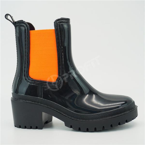 Anti Abrasion Black High Heel Ankle Boots , 40EU Ankle Rubber Boots Womens