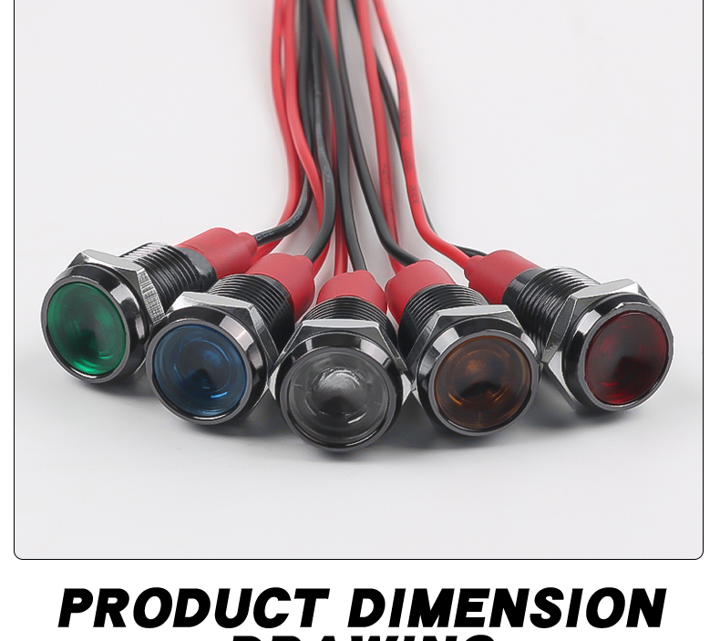 Durable Versatile 10mm Oxidized Black Metal Multi-color LED Power Indicator Lights IP65 Protection IK08 Rated Wire Connection