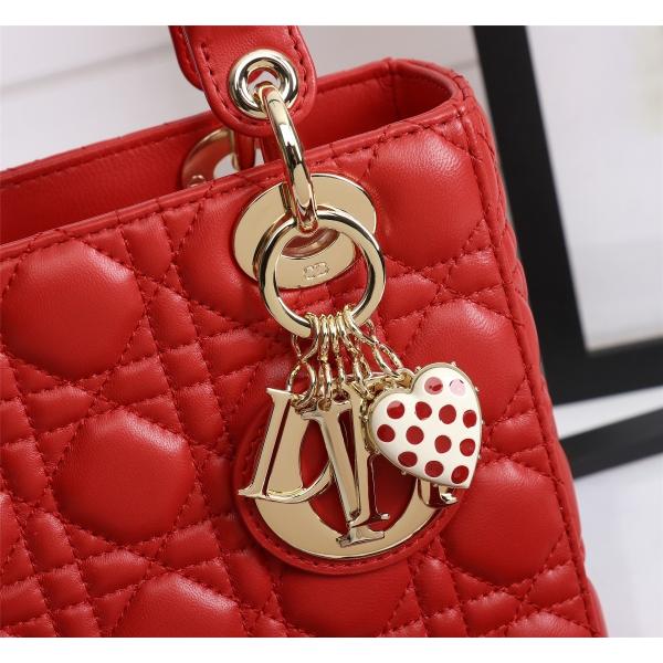 Lady Red Lambskin My Abcdior Dior Cannage Shoulder Bag D6806