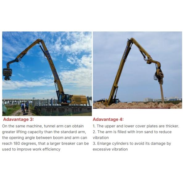 Высокая эффективность 16-25 метров экскаваторная куча приводящая бум рукой пилинг водитель бум длинная рука с буфетом экскаватора