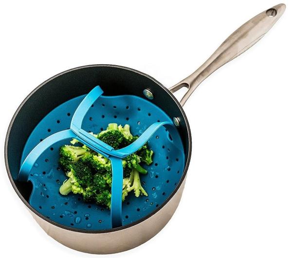 100% Food Grade Custom Wholesale  Silicone Cooking Steamer Anti-bacterial Steamer Tray With Handle