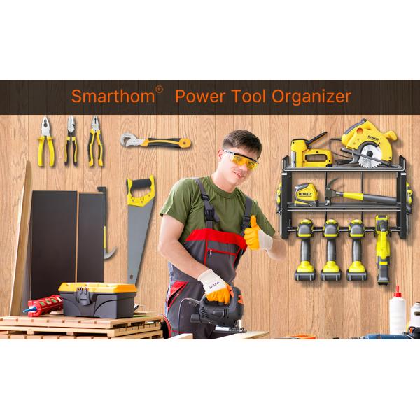 Effortlessly Organize and Access Power Tools with Floating Tool Shelves and Pegboard