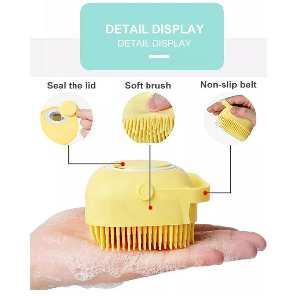 Cepillo de limpieza de champú azul rosa Cepillo de baño para perros de silicona