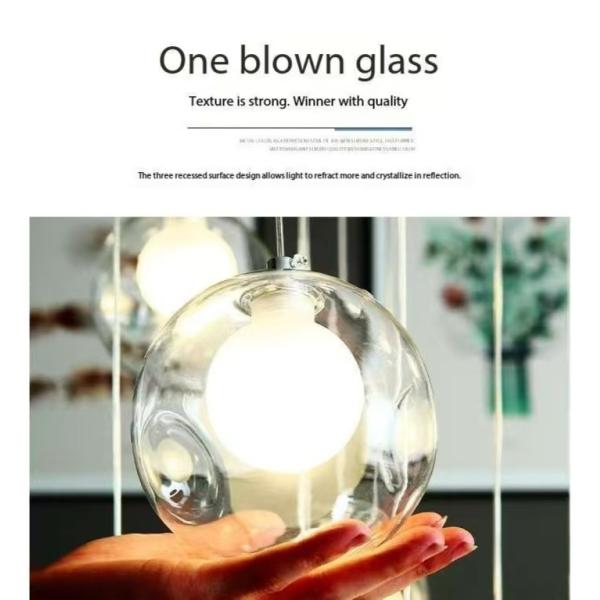 Stair Long Glass Ball Hanging Lamp LED Ceiling Light Creative Home Lighting Modern Chandelier