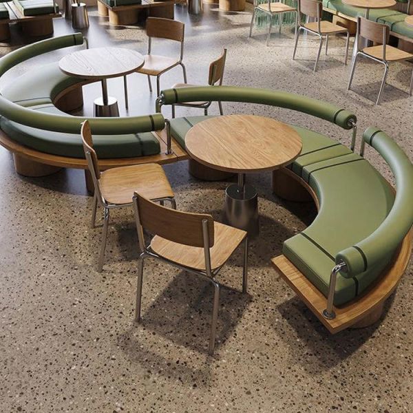 Modern Design Semi-Circular Sofa Booth Commercial Table Chair Set for Restaurants and Hotel Dining Area