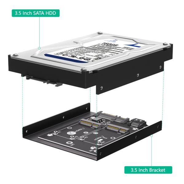 Версия обновления Dual MSATA SSD To Dual SATA3 Converter Adapter Card с 3,5 дюймовой кронштейном HDD
