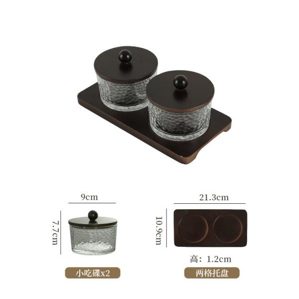 Container Set 4 Jars Glass Snack Container with Wooden Plate and Lid US