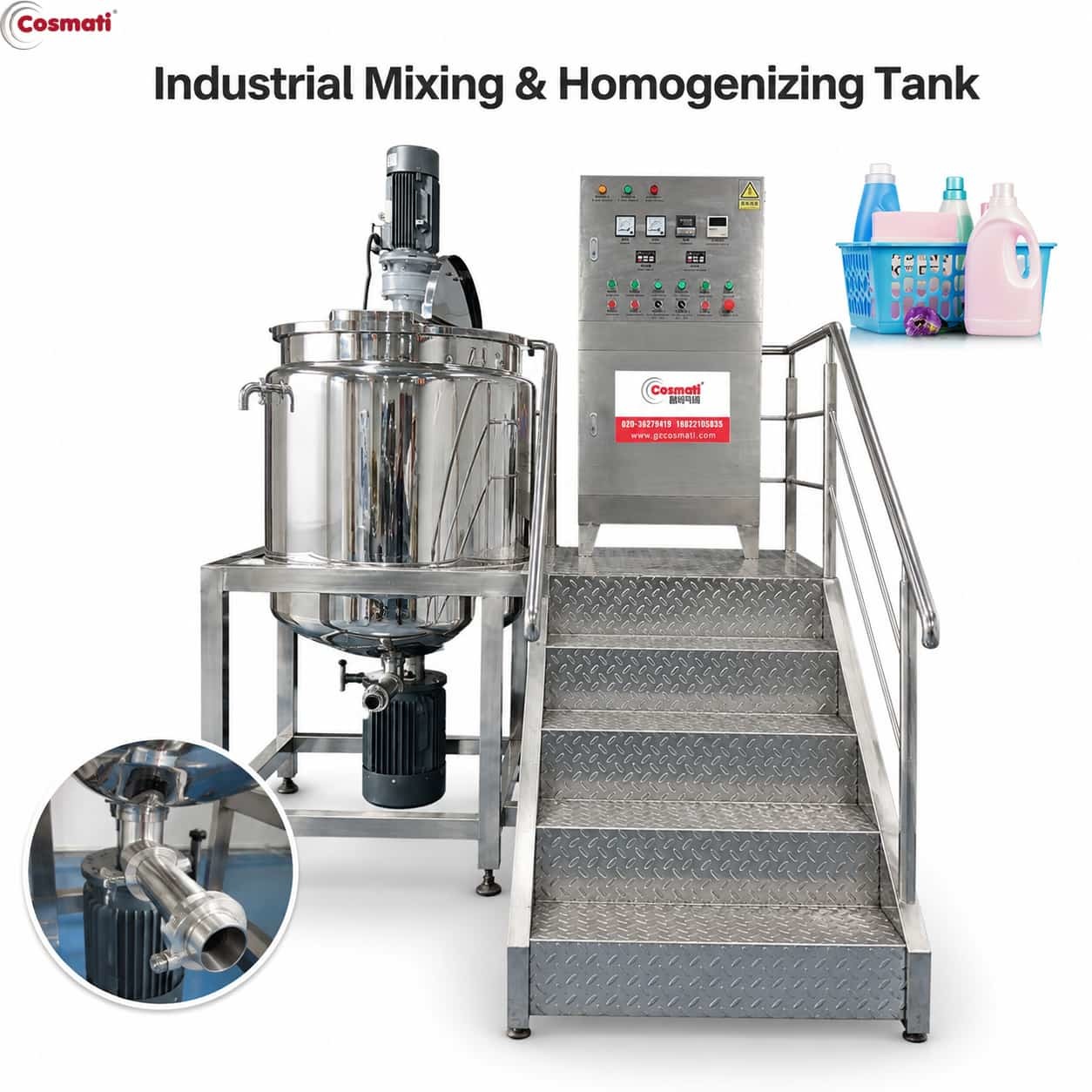 Liquid Soap Double Jacket Mixing Tank Stainless Steel Shampoo Detergent Mixer