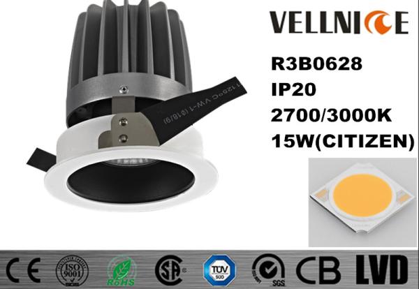 China 15w Cut Out 110mm 2700k Fixed COB LED IP20 Hotel Recessed Downlight/R3B0628