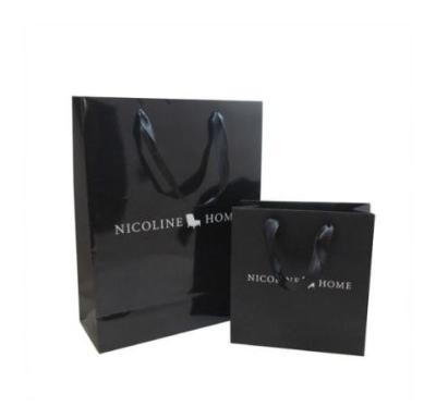 Customized Black Paper Shopping Bags / Paper Gift Bags With Company Logo