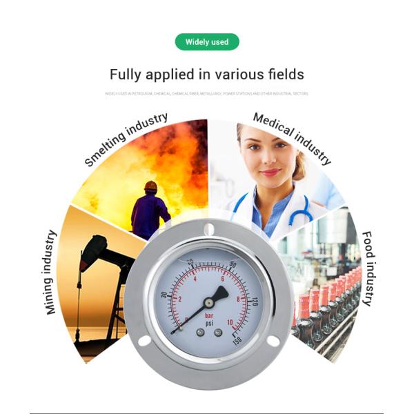 Y60ZT Glycerol Filled Gas Pressure Gauge for Accurate Steam Boiler Pressure Monitoring