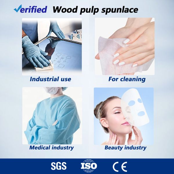 Disposable Biodegradable Wood Pulp Laminated Spunlace Nonwoven Fabric For Wet Wipes