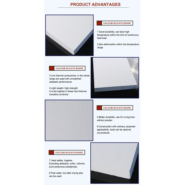 Lightweight 240kg/m3 Calcium Silicate Board Sound Insulation Water Resistant Fireproof