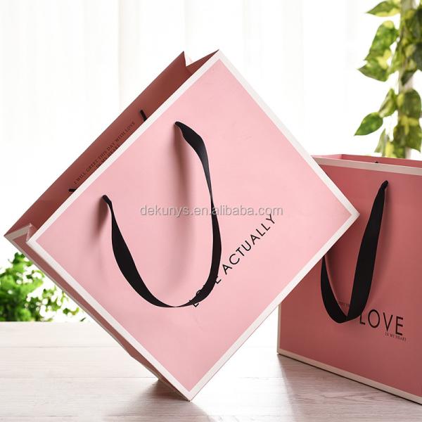 OEM Kraft Paperboard Goodie Bags With Handles Retail Shopping Tote