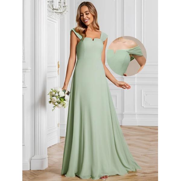 Empire High-waisted Sleeveless Cap Sleeve Square Neck Invisible Zipper Burgundy Chiffon Party Dress