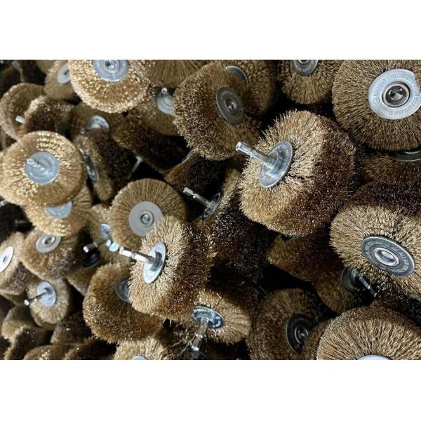 Brass Wire Shaft Mounted Circular Brush 80mm x 6mm Shank