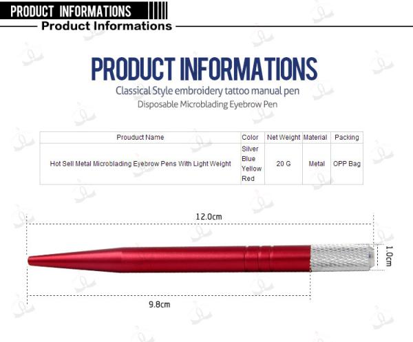 Aluminum Alloy Manual Permanent Tattoo Pen For 3D Embroidery Micro Blade Eyebrow