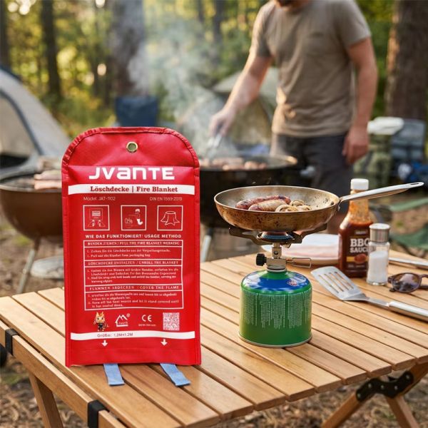 1.5m x 1.5m Fiberglass Fire Extinguisher Blanket Kitchen Emergency Flame Retardant Cover with Wall Mount Storage Bag