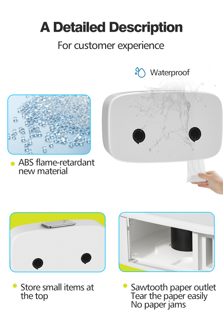 Modern ABS Plastic Double Roll Toilet Paper Dispenser Wall Mounted Hotel Commercial Use