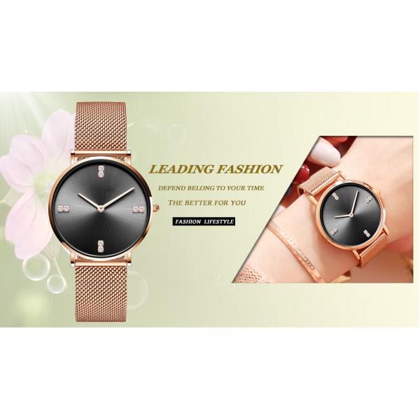 Womens Fashion Watch Rose Gold Stainless Steel Quartz Watch