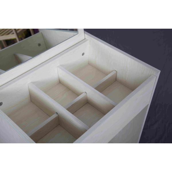 White Storage Desk Home Wood Furniture With Lifted Mirror / 6 Knock Down Shelves