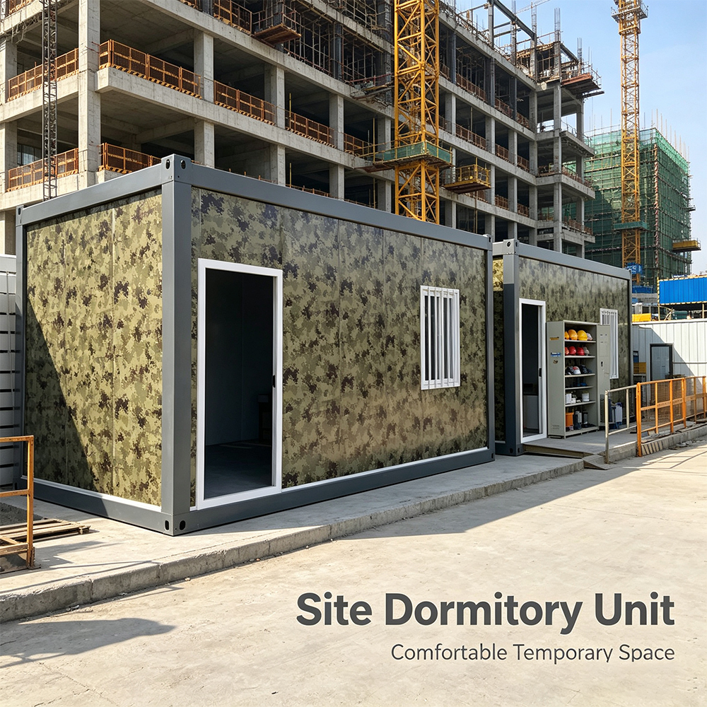 Collapsible Container Cabin Interlock Stackable Folded Unit for Simple Industrial Style Site Office and Construction Camp