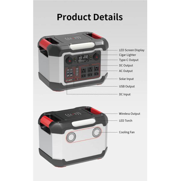 1200W Portable Generator Power Bank 110V-220V Wireless Charger Camping