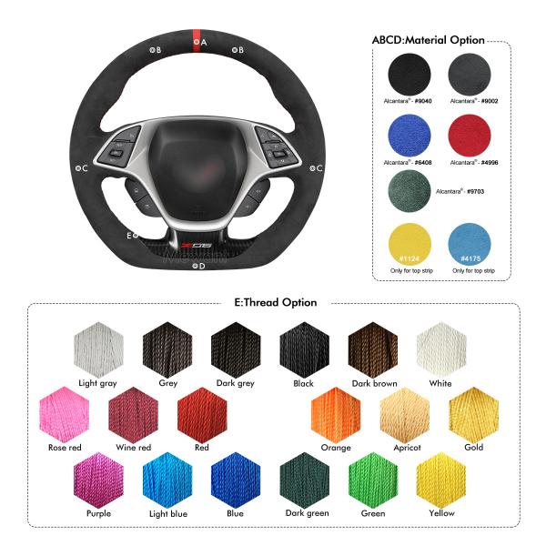 Custom Hand Stitching Durable High Quality Athsuede Steering Wheel Cover for Chevrolet Corvette C7 2015 2016 2017 2018 2019 2020