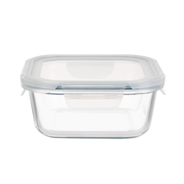 Customized Clear Glass Food Container Glass Food Prep Containers With Outer Edge 4 Lock PP Lid