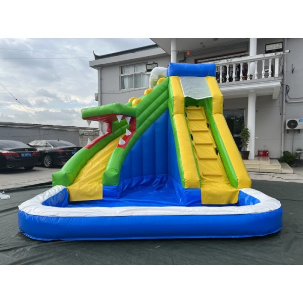 Double Dolphins Inflatable Floating Water Slide durable Large Slide with Water Pool