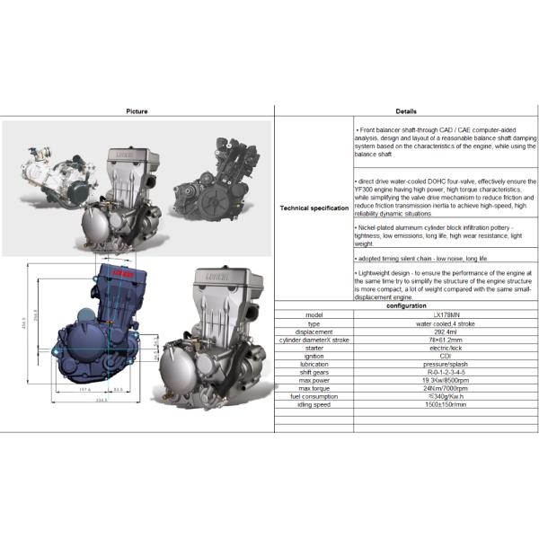LIFAN LONCIN ZONGSHEN DAYANG 300cc Motorcycle Engine 78*61.2mm
