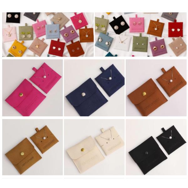 Folding Suede Velvet Jewelry Gift Bags Packaging Envelope Flap Microfiber Pouch