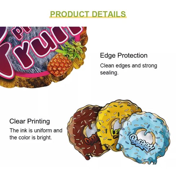 Custom Printed Soft Touch Plastic Packaging Funny Irregular Special Shaped 3.5G Cookie Die Cut Zip Lock Smell Proof Mylar Bags