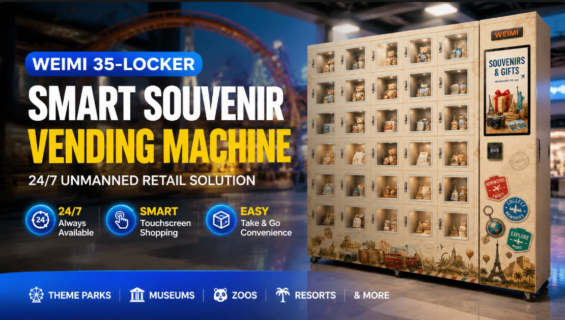 35-Locker Smart Souvenir Vending Machine for Theme Parks, Museums & Tourist Attractions