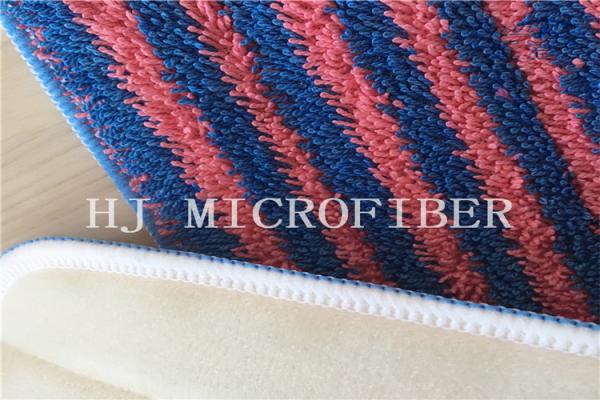 Red And Blue Stripe Yarn Dyed Microfiber Twisted Fabric Mop Heads Mop Replacement Pads For Home Cleaning